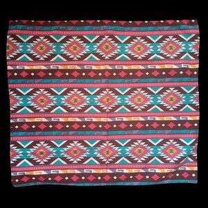 Vintage 20x22" Hanky Bandana Southwestern Tribal Aztec Print Hippy Boho Biker